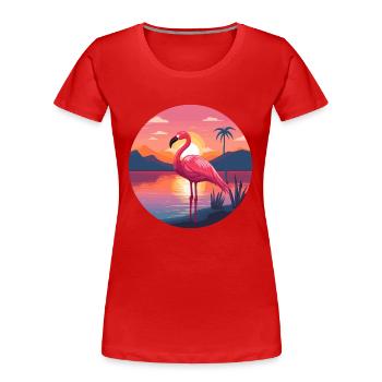 Flamant rose coloré aquarelle dessin animé kawaii animal - T-shirt bio Premium Femme - rouge - Devant - Mia (176cm)