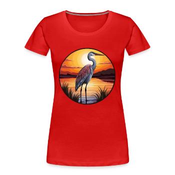 Héron Aquarelle Colorée Dessin Animé Kawaii Animal - T-shirt bio Premium Femme - rouge - Devant - Mia (176cm)