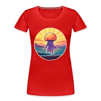 Méduse Aquarelle Colorée Dessin Animé Kawaii Pet - T-shirt bio Premium Femme - rouge - Devant - Mia (176cm)