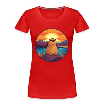 Gopher Buntes Aquarell Cartoon Kawaii Tier - Frauen Premium Bio T-Shirt - Rot - Vorne - Mia (176cm)