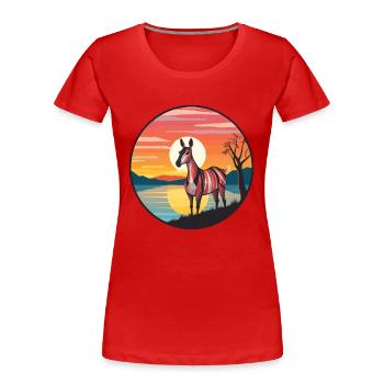 Okapi Aquarelle Colorée Dessin Animé Kawaii Animal - T-shirt bio Premium Femme - rouge - Devant - Mia (176cm)