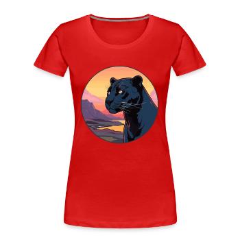 Panther Buntes Aquarell Cartoon Kawaii Tier - Frauen Premium Bio T-Shirt - Rot - Vorne - Mia (176cm)
