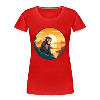 Affe buntes Aquarell Cartoon Kawaii Tier - Frauen Premium Bio T-Shirt - Rot - Vorne - Mia (176cm)