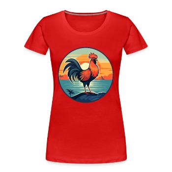 Coq Aquarelle colorée Cartoon Kawaii Animal - T-shirt bio Premium Femme - rouge - Devant - Mia (176cm)