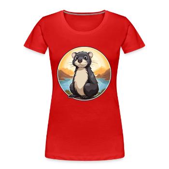Stinktier buntes Aquarell Cartoon Kawaii Tier - Frauen Premium Bio T-Shirt - Rot - Vorne - Mia (176cm)