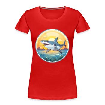 Requin Aquarelle Colorée Dessin Animé Kawaii Animal - T-shirt bio Premium Femme - rouge - Devant - Mia (176cm)
