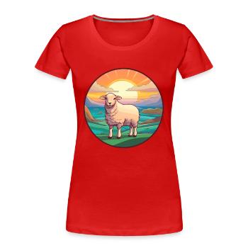 Mouton Aquarelle Colorée Dessin Animé Kawaii Animal - T-shirt bio Premium Femme - rouge - Devant - Mia (176cm)
