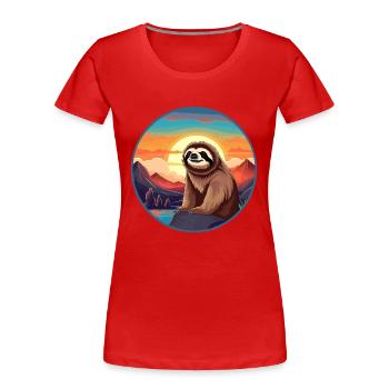 Paresseux coloré aquarelle dessin animé kawaii Animal - T-shirt bio Premium Femme - rouge - Devant - Mia (176cm)