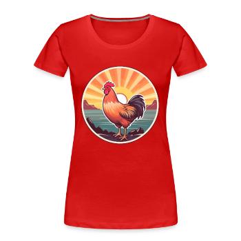 Hen Colorful Watercolor Cartoon Kawaii Animal - Women's Premium Organic T-Shirt - red - Front - Mia (176cm)