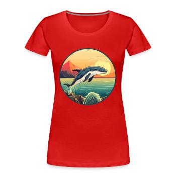 Baleine Aquarelle Colorée Dessin Animé Kawaii Animal - T-shirt bio Premium Femme - rouge - Devant - Mia (176cm)