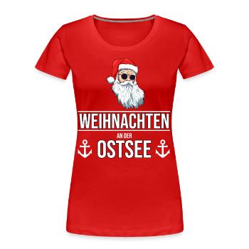 Weihnachten an der Ostsee - Frauen Premium Bio T-Shirt - Rot - Vorne - Mia (176cm)