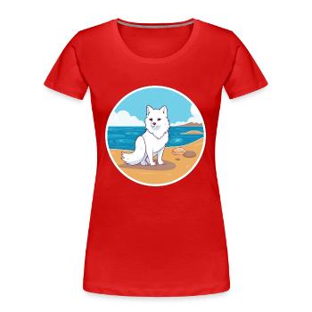 Arktisfuchs Aquarell Cartoon Kawaii Clipart Haustier - Frauen Premium Bio T-Shirt - Rot - Vorne - Mia (176cm)