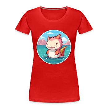 Axolotl Aquarell Cartoon Kawaii Clipart Tier - Frauen Premium Bio T-Shirt - Rot - Vorne - Mia (176cm)