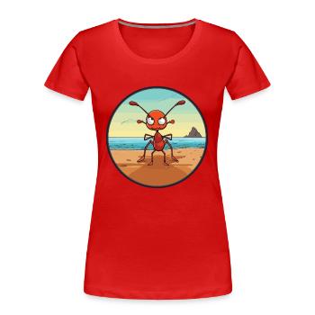 Fourmi aquarelle dessin animé Kawaii Clipart Animal - T-shirt bio Premium Femme - rouge - Devant - Mia (176cm)
