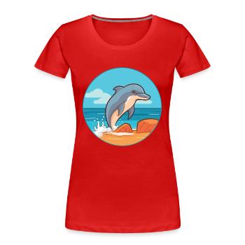 Dolphin Watercolor Cartoon Kawaii Clipart Animal - Women's Premium Organic T-Shirt - red - Front - Mia (176cm)