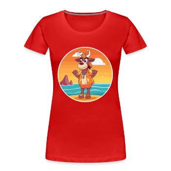 Bongo Aquarelle Dessin Animé Kawaii Clipart Animal - T-shirt bio Premium Femme - rouge - Devant - Mia (176cm)