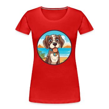 Chien aquarelle dessin animé Kawaii Clipart Animal - T-shirt bio Premium Femme - rouge - Devant - Mia (176cm)