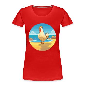 Hen Watercolor Cartoon Kawaii Clipart Animal - Women's Premium Organic T-Shirt - red - Front - Mia (176cm)