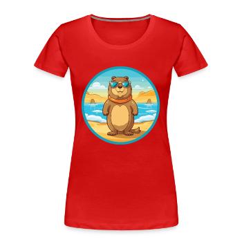 Gopher Aquarell Cartoon Kawaii Clipart Tier - Frauen Premium Bio T-Shirt - Rot - Vorne - Mia (176cm)