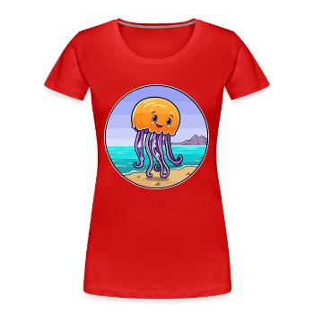 Méduse aquarelle dessin animé Kawaii Clipart Animal - T-shirt bio Premium Femme - rouge - Devant - Mia (176cm)