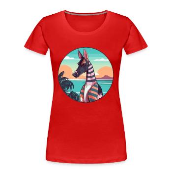 Okapi Aquarelle Cartoon Kawaii Clipart Animal - T-shirt bio Premium Femme - rouge - Devant - Mia (176cm)