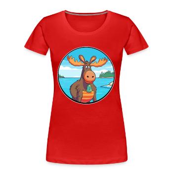 Moose Watercolor Cartoon Kawaii Clipart Animal - Women's Premium Organic T-Shirt - red - Front - Mia (176cm)