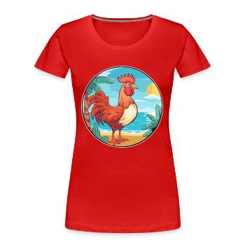 Coq aquarelle dessin animé Kawaii Clipart Animal - T-shirt bio Premium Femme - rouge - Devant - Mia (176cm)