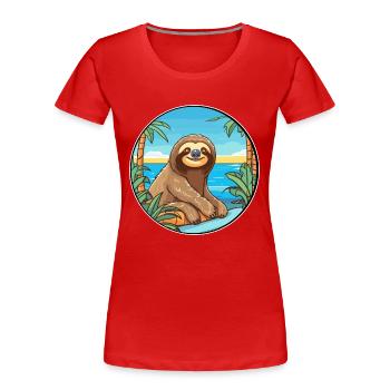 Paresseux aquarelle dessin animé Kawaii Clipart Animal - T-shirt bio Premium Femme - rouge - Devant - Mia (176cm)