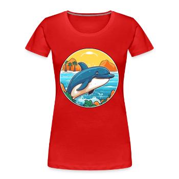 Baleine aquarelle dessin animé Kawaii Clipart Animal - T-shirt bio Premium Femme - rouge - Devant - Mia (176cm)