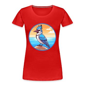 Blue Jay Watercolor Cartoon Kawaii Clipart Animal - Women's Premium Organic T-Shirt - red - Front - Mia (176cm)