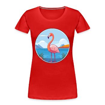 Flamant rose aquarelle dessin animé Kawaii Clipart Animal - T-shirt bio Premium Femme - rouge - Devant - Mia (176cm)