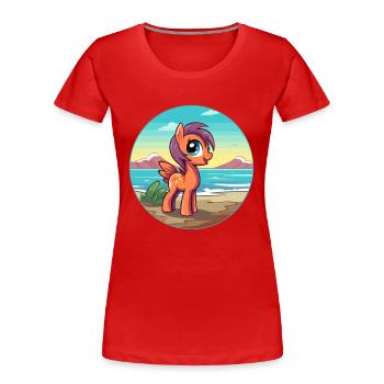 Ponny aquarelle dessin animé Kawaii Clipart Animal - T-shirt bio Premium Femme - rouge - Devant - Mia (176cm)