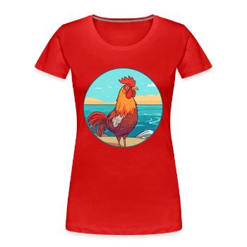 Coq aquarelle dessin animé Kawaii Clipart Animal - T-shirt bio Premium Femme - rouge - Devant - Mia (176cm)