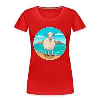 Mouton aquarelle dessin animé Kawaii Clipart Animal - T-shirt bio Premium Femme - rouge - Devant - Mia (176cm)