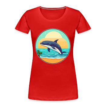 Baleine aquarelle dessin animé Kawaii Clipart Animal - T-shirt bio Premium Femme - rouge - Devant - Mia (176cm)