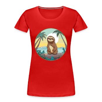 Paresseux aquarelle dessin animé Kawaii Clipart Animal - T-shirt bio Premium Femme - rouge - Devant - Mia (176cm)