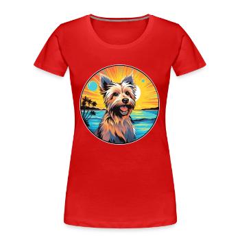 Australian Silky Terrier Dog Breed Colorful Cartoo - Women's Premium Organic T-Shirt - red - Front - Mia (176cm)
