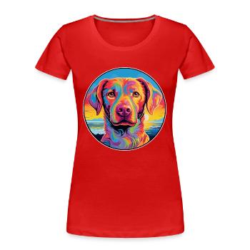 Alano Español Hunderasse Bunt Karikatur Watercolo - Frauen Premium Bio T-Shirt - Rot - Vorne - Mia (176cm)