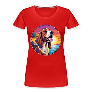 Artois Hund Rasse Bunte Karikatur Aquarell - Frauen Premium Bio T-Shirt - Rot - Vorne - Mia (176cm)