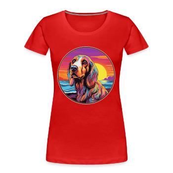 Basset Fauve De Bretagne Dog Breed Colorful Cartoo - Women's Premium Organic T-Shirt - red - Front - Mia (176cm)