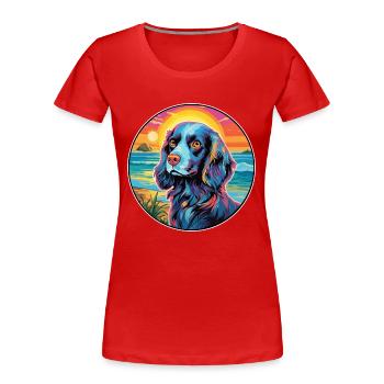 Blaue Picardie Spaniel Hunderasse Bunte Karikatur Wa - Frauen Premium Bio T-Shirt - Rot - Vorne - Mia (176cm)