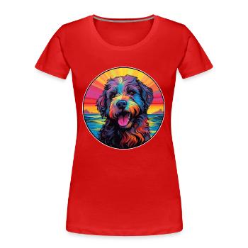 Bouvier des Ardennes Hunderasse bunte Karikatur wa - Frauen Premium Bio T-Shirt - Rot - Vorne - Mia (176cm)