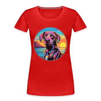 Braque Auvergne Race De Chien Coloré Cartoon Waterco - T-shirt bio Premium Femme - rouge - Devant - Mia (176cm)