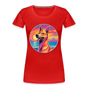 Carolina Dog Breed Aquarelle de dessin animé coloré - T-shirt bio Premium Femme - rouge - Devant - Mia (176cm)