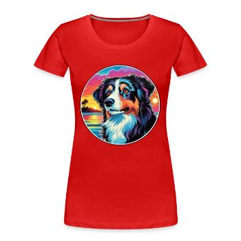 Carpathian Shepherd Dog Breed Colorful Cartoon Wat - Women's Premium Organic T-Shirt - red - Front - Mia (176cm)