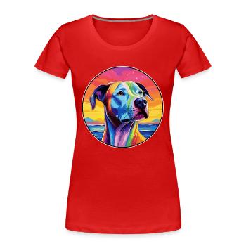 Bully Kutta chien race coloré dessin animé aquarelle - T-shirt bio Premium Femme - rouge - Devant - Mia (176cm)