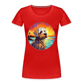 Cao de Seo Miguel Hunderasse Bunte Karikatur Wasser - Frauen Premium Bio T-Shirt - Rot - Vorne - Mia (176cm)