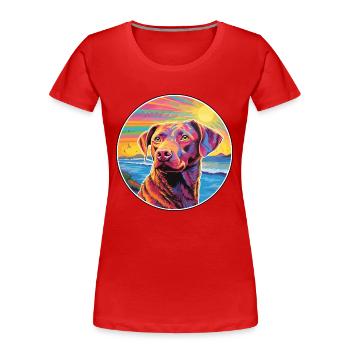 Chesapeake Bay Retriever Dog Breed Colorful Cartoo - Women's Premium Organic T-Shirt - red - Front - Mia (176cm)