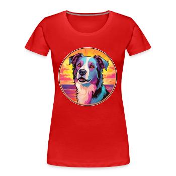 Central Asian Shepherd Dog Breed Colorful Cartoon - Women's Premium Organic T-Shirt - red - Front - Mia (176cm)