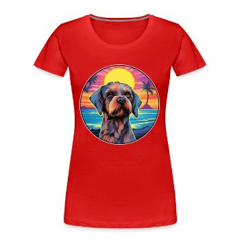 Griffon Bleu De Gascogne Dog Breed Colorful Cartoo - Women's Premium Organic T-Shirt - red - Front - Mia (176cm)
